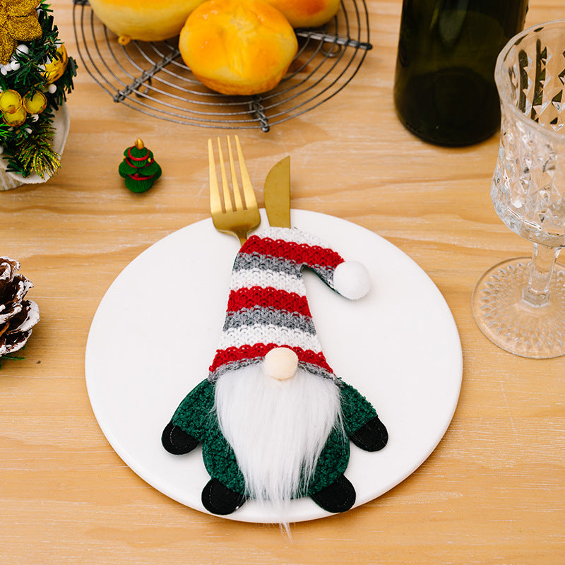 Wholesale Christmas Ornament Faceless Doll Fabric Cutlery Set